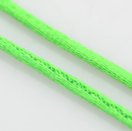 Rol met 30 meter satijn koord Nylon Marcramé koord 1mm kleur lime