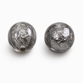 10 x Zilverfolie acryl kralen rond c.a. 18 mm – gat 3 mm – antaciet zilver