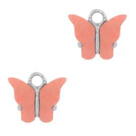 2 x Resin hangers vlinder Silver-coral red