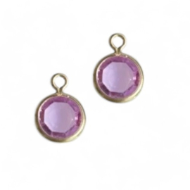 1 x DQ facethanger gekleurd Goud-lila purple 7 x 10 mm (op is op!)  (Nikkelvrij)