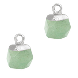 1 x Natuursteen hangers hexagon Light green-silver Aventurijn