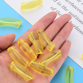 10 x Acryl kralen tube transparant yellow ca. 32x8mm (gat Ø1.8mm)