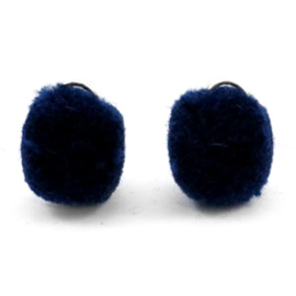 2 x Pompom bedel met oog zilver 15mm Dark blue