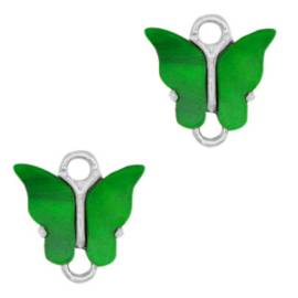 2 x Resin hangers tussenstuk vlinder Silver-dark green