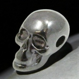1x DQ metaal kraal skull metallic hematiet kleur ca. 10 x 13mm, oogje 3mm (Nikkelvrij)