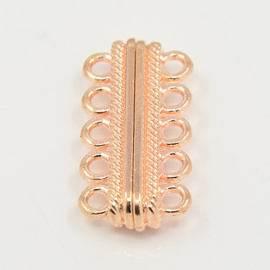 Luxe magneetsluiting voor 5 rijen Rose gold 33x17mm oogjes: 2,5mm