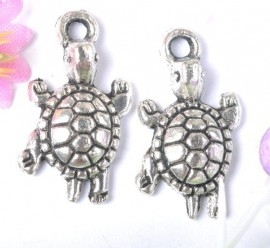 10 x metalen schildpad bedel  23x12mm antiek zilver kleur (bestellen)