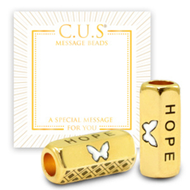 1 x  C.U.S®  Sieraden message beads "hope" & butterfly Goud (nikkelvrij)