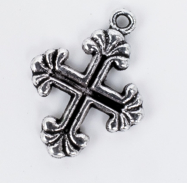 5x Tibetaans zilveren bedel van een kruis 26,3 mm x 15,3 mm