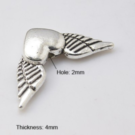 10 x  Tibetaans zilveren engelen vleugel kraal 24,5 x 18 x 4mm Gat: 2mm