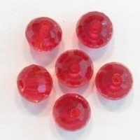 10 x Glaskraal facet kristal rond geslepen rood 8 mm