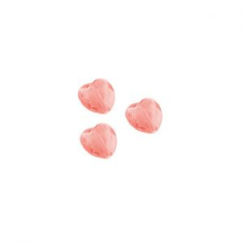 10x Kinderkralen acryl facet hart salmon peach pink 12.5 mm