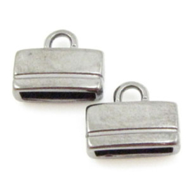 1 x DQ metaal eindkapje hematiet kleur ca. 13 x 11mm Ø6 x 2,5mm, oogje 2,5mm (Nikkelvrij)