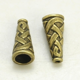 10 x Tibetaans zilveren kralenkapje 18 x 18 x 8mm Gat: 1mm geel koper kleur