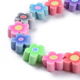 10 x Handgemaakte polymeer kralen bloem 9,5 x 4,4mm (gat Ø1,7mm) Colorful