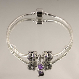 Kralen Set paars 925 sterling zilver (Zonder armband)