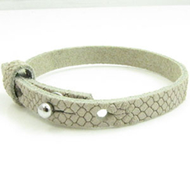 1 x Cuir Armband DQ Suede 8 x 2,2mm Reptiel Champagne