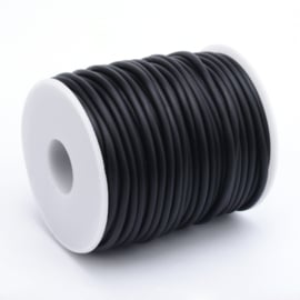 100 cm hol Rubber DQ koord 3mm gat: 1,5 mm zwart