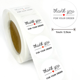 1 rol 500 stickers Wensetiket zegel rond 25mm Thank You