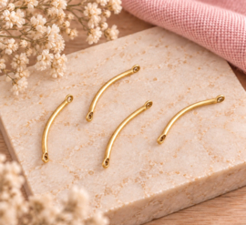 10 x Gebogen metalen staafjes met 2 oogjes 20 mm – oogjes ca. 1 mm – zilverkleur of goudkleur