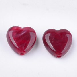 10 x Two Tone acryl kralen hart 14 x 14 mm – gat 1,8–2 mm – gemixte kleuren♥