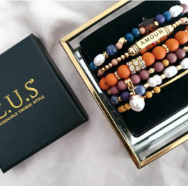 1 x C.U.S® Sieraden message beads "amour" & heart Goud (nikkelvrij)