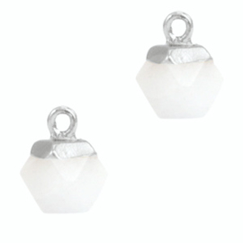 1 x Natuursteen hangers hexagon White-silver White stone