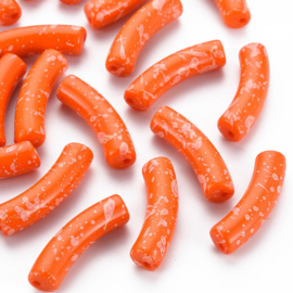 10 x Acryl kralen tube opaque two tone Coral spray painted ca. 32x8mm (gat Ø1.8mm)