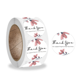 1 rol 500 stickers Wensetiket zegel rond 25mm Thank You