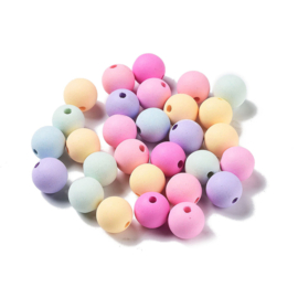 15 x Matte acrylkralen rond 10 mm – gat 2 mm – pastel mix kleuren