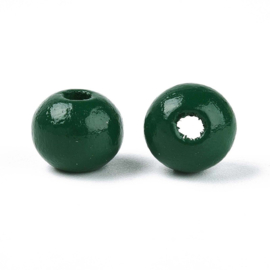 20 x Houten kralen rond 8 x 7 mm – gat 2 mm – Dark Green