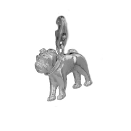 Bulldog Groot 925 Sterling Zilveren Bedel met karabijnsluiting