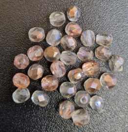 30 x  ovale Tsjechische kralen facet kristal 6mm kleur: transparant koper Gat c.a.: 1mm