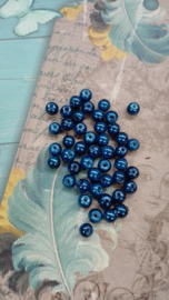 80 x Glasparels 6mm Gat: 1mm blauw