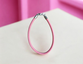 Per stuk Armband European-style Roze leer 17 cm