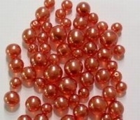 Glaskralen set transparant meloen-rood met mooie parelmoer glans in 3 maten 10 mm, 8 mm en 6 mm c.a. 60~70 gram