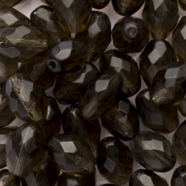 10 x ovaal kraal Tsjechië kristal Facet 12x9 mm Kleur: bruin grijs Gat: c.a. 1mm