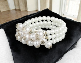 Schitterende glasparel armband met elastiek 180mm