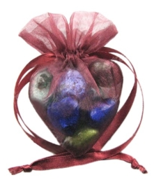 20 x luxe hartvormige organza zakjes 10cm x 8.75cm Bordeaux Rood (op is op!) ♥
