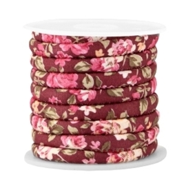 20 cm Trendy gestikt koord 6x4mm Aubergine red - rose