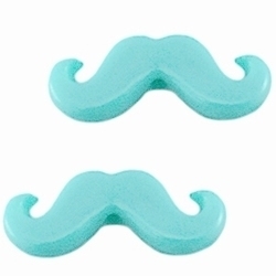 10 x acryl kraal moustache snor  Aqua 20 x 8 mm
