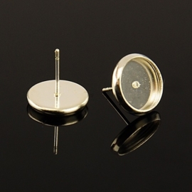 2 paar basis steker voor ornamentje of cabochon tray  Ø 10mm  Pin: 0,6mm zilver