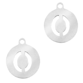 Roestvrij stalen (RVS) Stainless steel bedel rond 10mm initial coin O