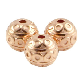 1 stuks 	DQ metalen kraal 8mm deco Rosé gold(nikkelvrij)