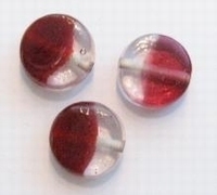 10x Glaskraal rond plat transparant rood 18x8mm gat: 1,8mm