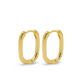 2 x Onderdelen DQ metaal oorbellen creolen ovaal Goud 18 x 14mm (Nikkelvrij)