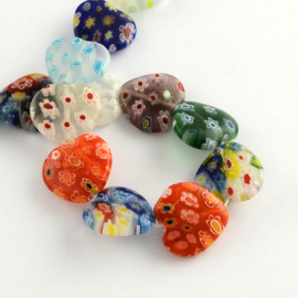 10 x Millefiori glas hart 12 x 12 x 3,5mm gat 0,5mm