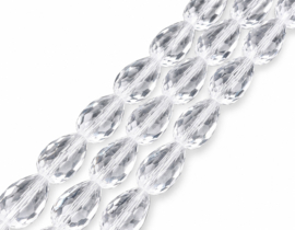 10 x Facet druppel glaskralen 15 x 10 mm – gat 2 mm – transparant