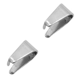 1 x Roestvrij stalen (RVS) Stainless steel onderdelen buighanger ovaal voor bedel 7x4mm Zilver