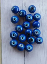 10 x 3D miracle kraal,  blauw rond 8mm gat c.a. 0,8 mm